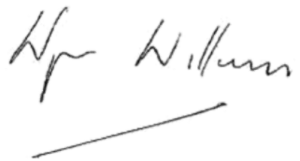 Sir Wyn's signature